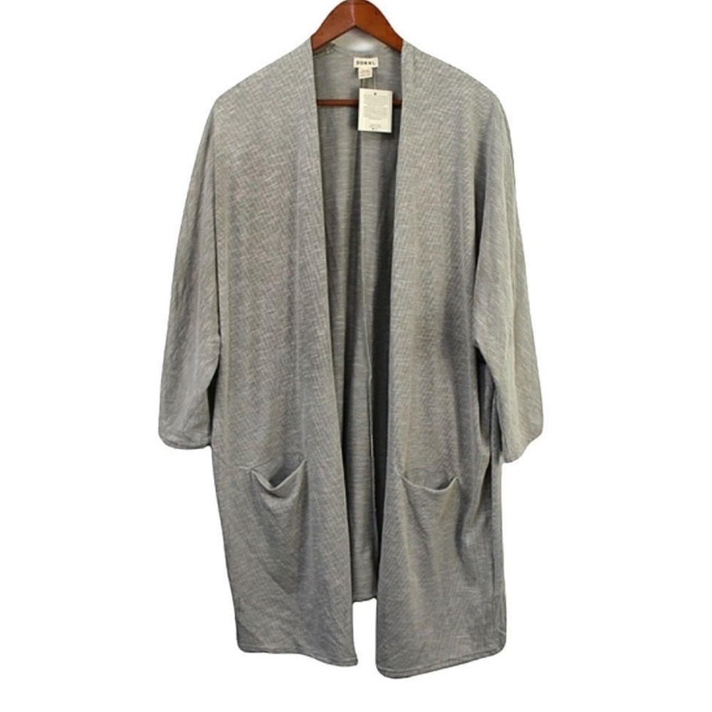 NWT DONNI. OSFA plus sized ribbed stone duster knit lightweight cardigan